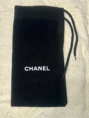 CHANEL Black Drawstring Pouch 13” Dust Bag Beauty VIP Makeup Travel Bag Designer